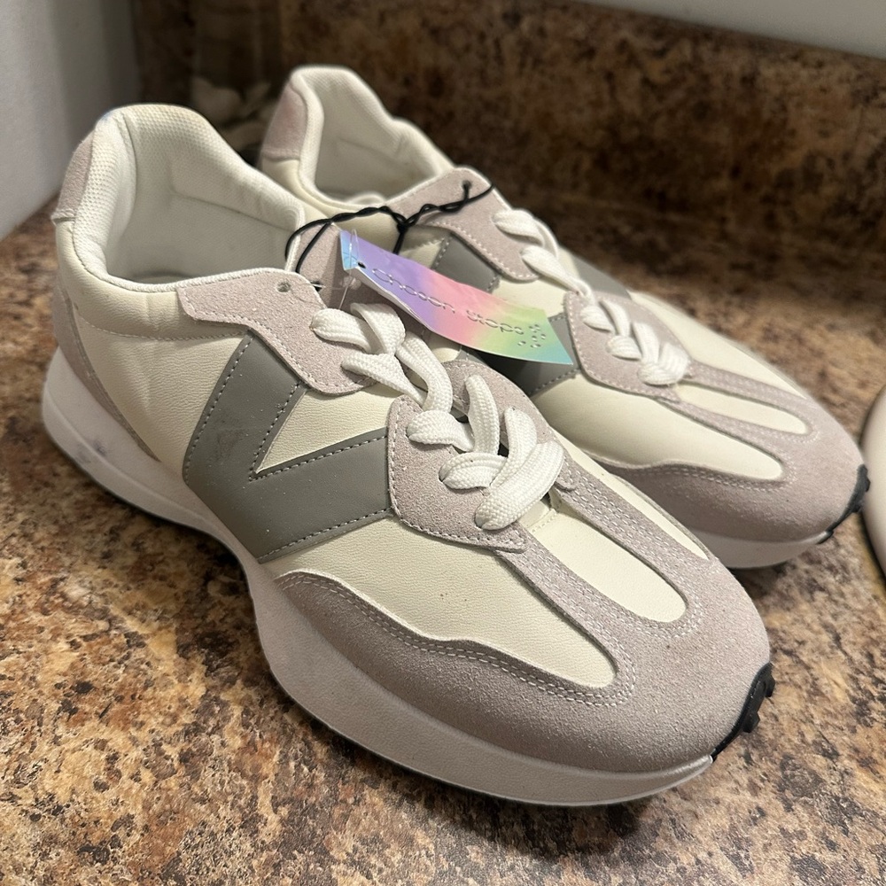 Women's Cream and Gray Sneakers